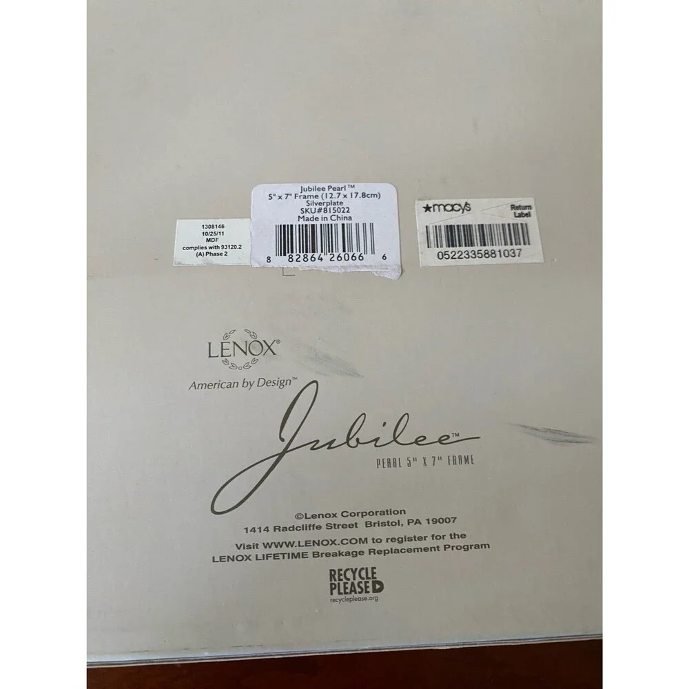 Lenox Jubilee Pearl 5x7 Picture Frame Wedding Anniversary NIB